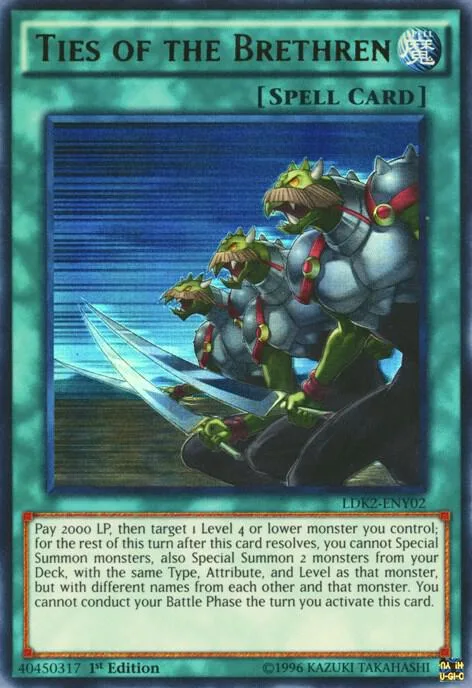 Ties of the Brethren LDK2-ENY02 Yu-Gi-Oh card from Legendary Decks II