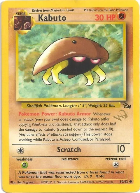 Kabuto [W Stamped] #50/62 Pokémon card from WoTC Promo