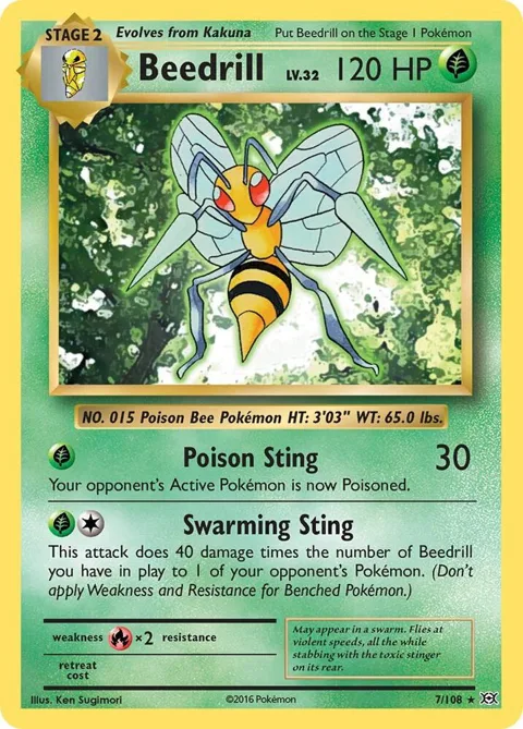 Beedrill #7/108 Pokémon card from XY - Evolutions