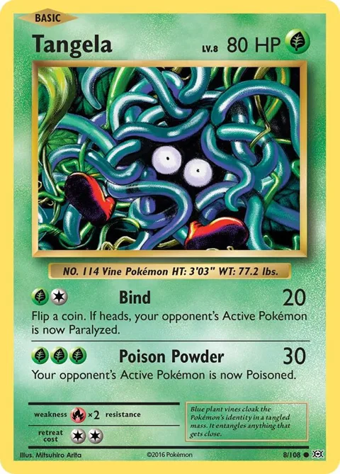 Tangela #8/108 Pokémon card from XY - Evolutions