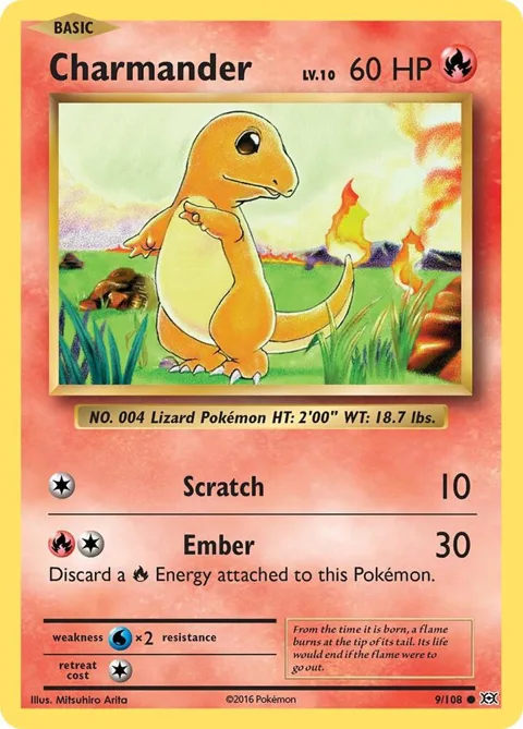 Charmander #9/108 Reverse Holofoil Pokémon card from XY - Evolutions