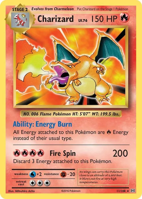 Charizard #11/108 Reverse Holofoil Pokémon card from XY - Evolutions