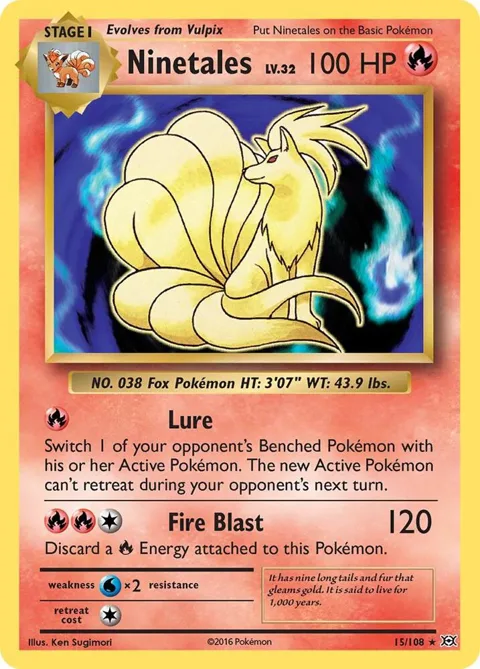 Ninetales #15/108 Reverse Holofoil Pokémon card from XY - Evolutions