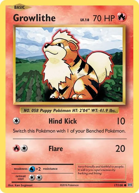 Growlithe #17/108 Pokémon card from XY - Evolutions