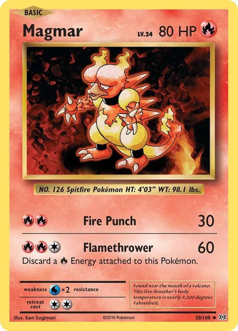 Magmar #20/108 Reverse Holofoil Pokémon card from XY - Evolutions