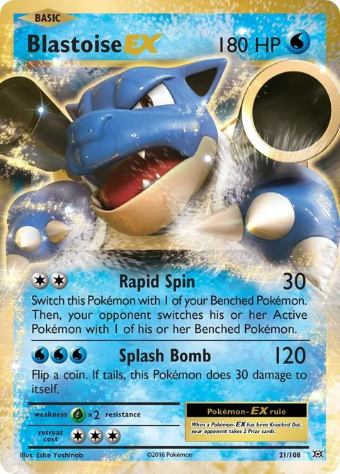 Blastoise EX #21/108 Holofoil Pokémon card from XY - Evolutions