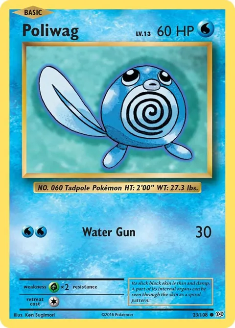 Poliwag #23/108 Pokémon card from XY - Evolutions