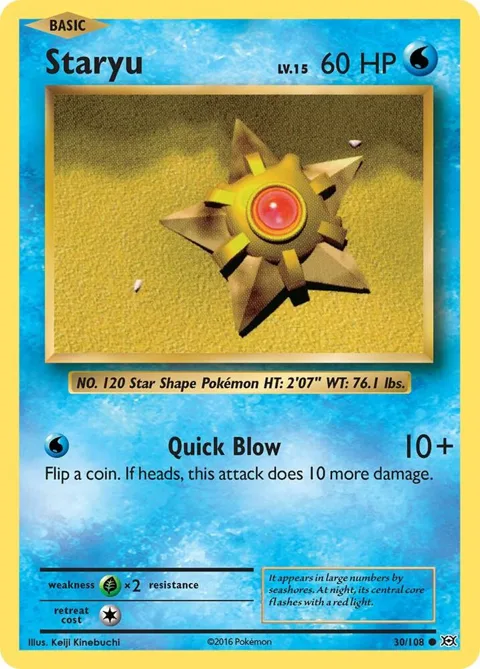 Staryu #30/108 Reverse Holofoil Pokémon card from XY - Evolutions