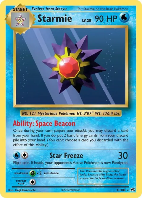 Starmie #31/108 Reverse Holofoil Pokémon card from XY - Evolutions