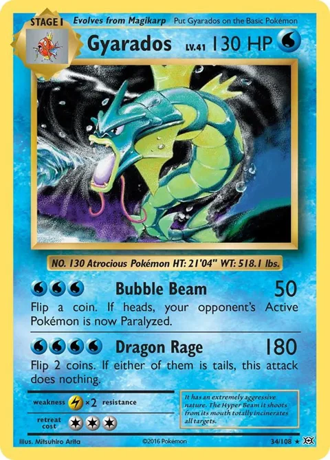 Gyarados #34/108 Reverse Holofoil Pokémon card from XY - Evolutions