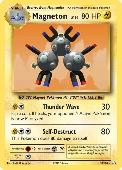 Magneton #38/108 Reverse Holofoil Pokémon card from XY - Evolutions