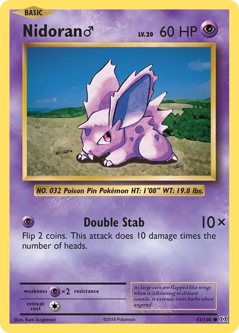 Nidoran M #43/108 Pokémon card from XY - Evolutions
