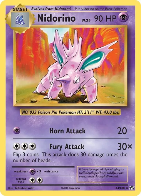 Nidorino #44/108 Pokémon card from XY - Evolutions