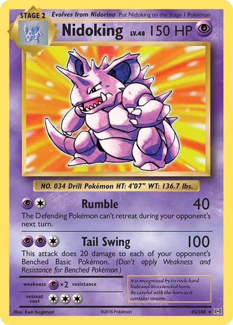 Nidoking #45/108 Reverse Holofoil Pokémon card from XY - Evolutions
