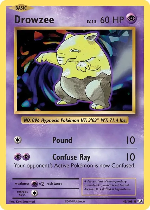 Drowzee #49/108 Pokémon card from XY - Evolutions