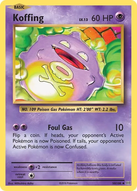 Koffing #50/108 Reverse Holofoil Pokémon card from XY - Evolutions