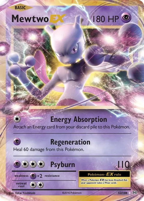 Mewtwo EX #52/108 Holofoil Pokémon card from XY - Evolutions