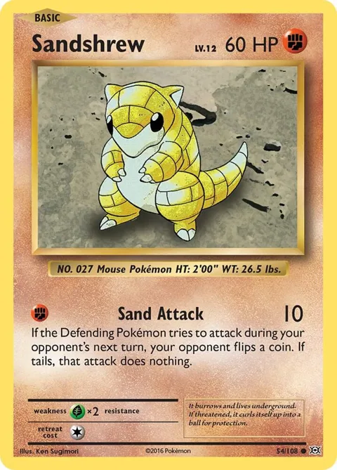 Sandshrew #54/108 Pokémon card from XY - Evolutions