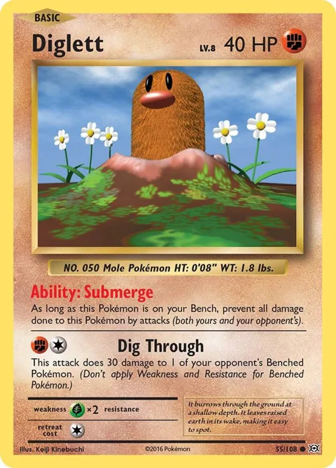 Diglett #55/108 Pokémon card from XY - Evolutions