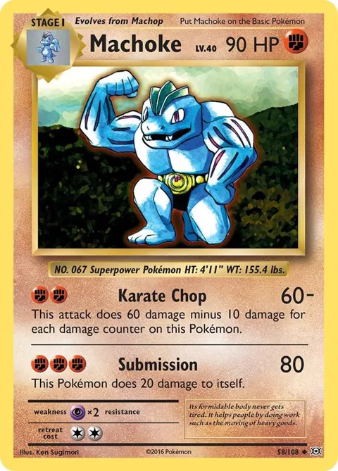 Machoke #58/108 Reverse Holofoil Pokémon card from XY - Evolutions