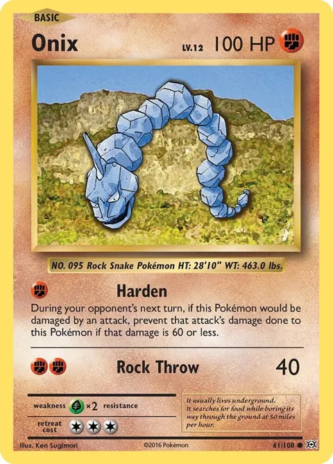 Onix #61/108 Reverse Holofoil Pokémon card from XY - Evolutions