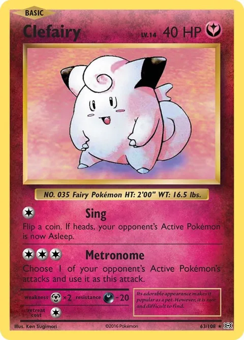 Clefairy #63/108 Reverse Holofoil Pokémon card from XY - Evolutions