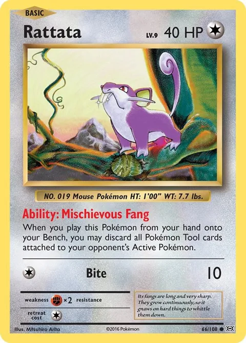 Rattata #66/108 Pokémon card from XY - Evolutions