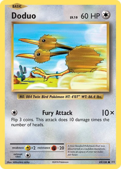 Doduo #69/108 Pokémon card from XY - Evolutions