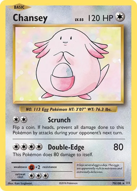 Chansey #70/108 Holofoil Pokémon card from XY - Evolutions