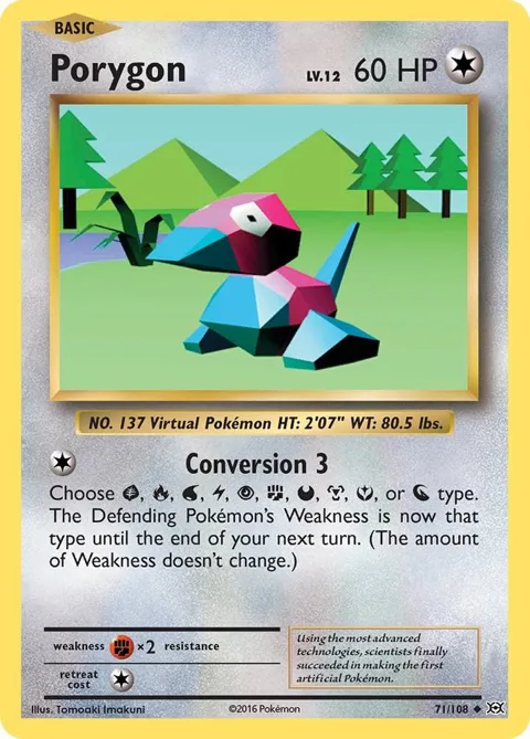 Porygon #71/108 Reverse Holofoil Pokémon card from XY - Evolutions