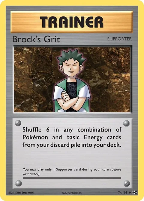 Brock's Grit #74/108 Reverse Holofoil Pokémon card from XY - Evolutions