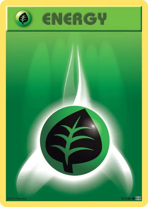 Grass Energy #91/108 Reverse Holofoil Pokémon card from XY - Evolutions
