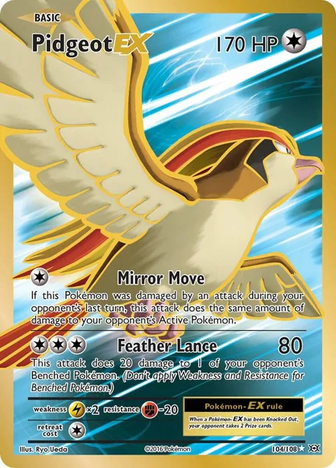 Pidgeot EX Full Art #104/108 Holofoil Pokémon card from XY - Evolutions
