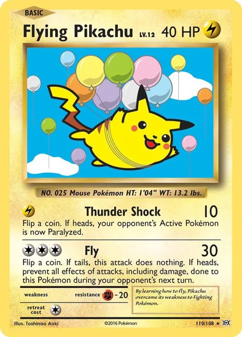 Flying Pikachu #110/108 Pokémon card from XY - Evolutions