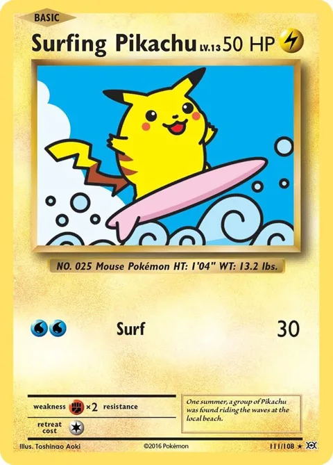 Surfing Pikachu #111/108 Pokémon card from XY - Evolutions