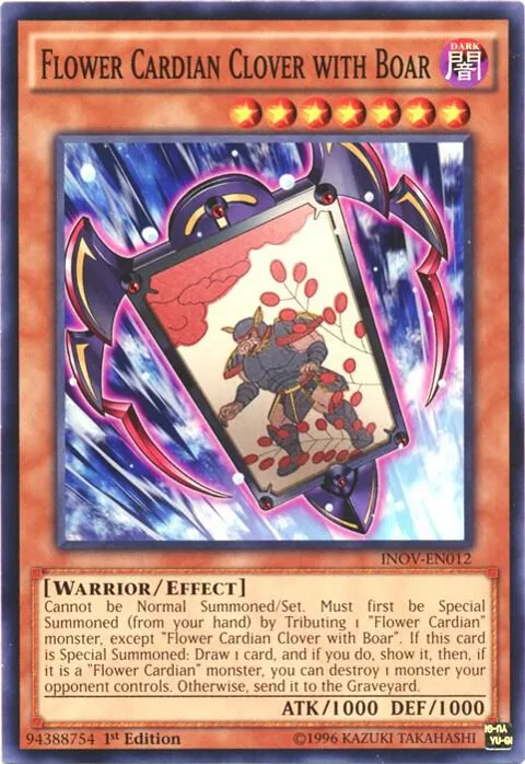 Flower Cardian Clover with Boar INOV-EN012 Unlimited Yu-Gi-Oh card from Invasion: Vengeance