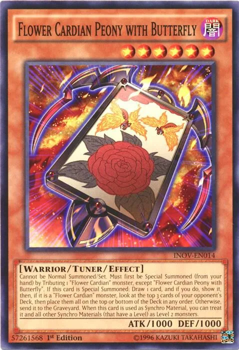 Flower Cardian Peony with Butterfly INOV-EN014 Unlimited Yu-Gi-Oh card from Invasion: Vengeance