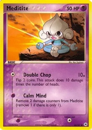 Meditite #65 Pokémon card from EX Battle Stadium