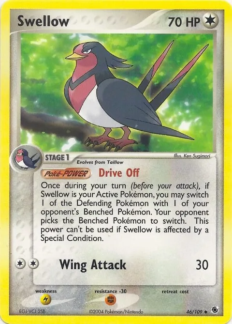 Swellow #46 Pokémon card from EX Battle Stadium