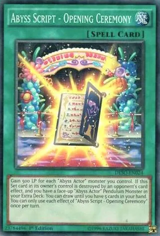 Abyss Script - Opening Ceremony DESO-EN024 Yu-Gi-Oh card from Destiny Soldiers