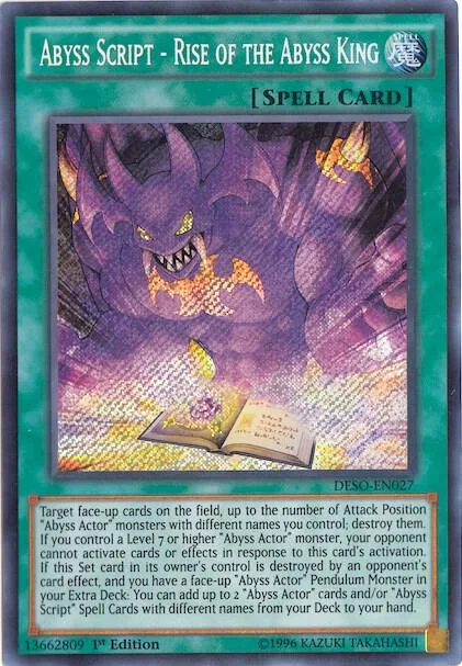 Abyss Script - Rise of the Abyss King DESO-EN027 Yu-Gi-Oh card from Destiny Soldiers