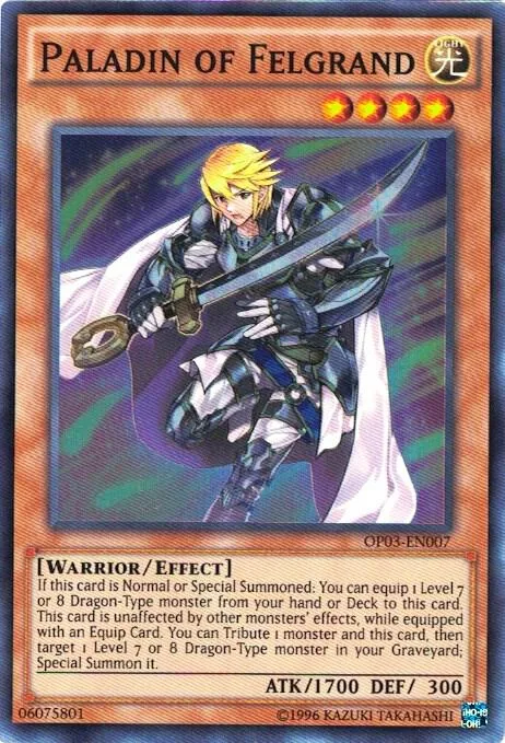 Paladin of Felgrand OP03-EN007 Yu-Gi-Oh card from OTS Tournament Pack 3