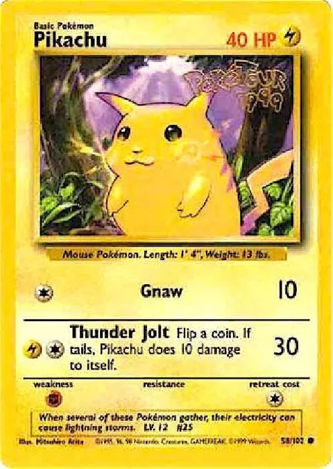 Pikachu - 58/102 PokeTour 1999 #058/102 Pokémon card from Miscellaneous Cards & Products