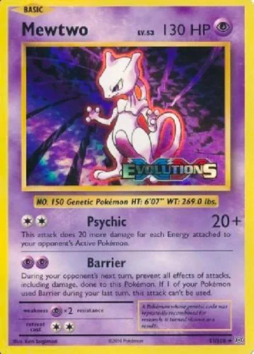Mewtwo XY Evolutions Prerelease #51/108 Holofoil Pokémon card from XY Promos