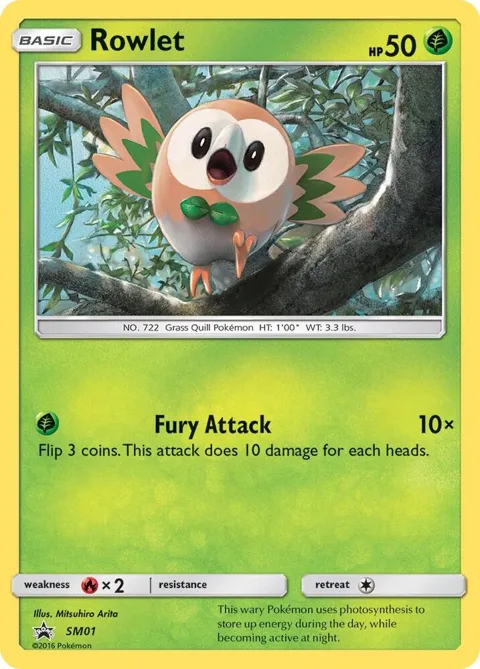 Rowlet #SM01 Holofoil Pokémon card from SM Promos
