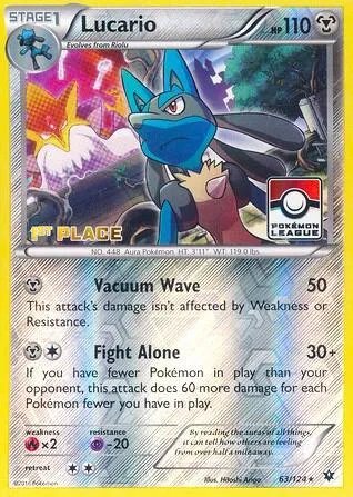 Lucario - 63/124 Pokemon League [1st Place] #063/124 Reverse Holofoil Pokémon card from League & Championship Cards