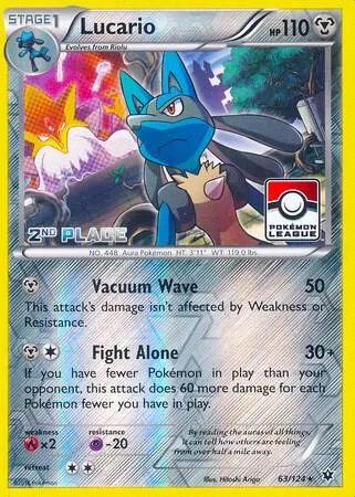 Lucario - 63/124 Pokemon League [2nd Place] #063/124 Reverse Holofoil Pokémon card from League & Championship Cards