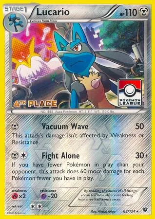 Lucario - 63/124 Pokemon League [4th Place] #063/124 Reverse Holofoil Pokémon card from League & Championship Cards