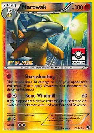 Marowak - 78/162 Pokemon League [1st Place] #078/162 Reverse Holofoil Pokémon card from League & Championship Cards