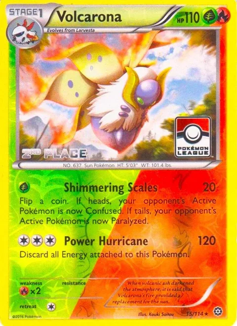 Volcarona - 15/114 Pokemon League [2nd Place] #015/114 Reverse Holofoil Pokémon card from League & Championship Cards